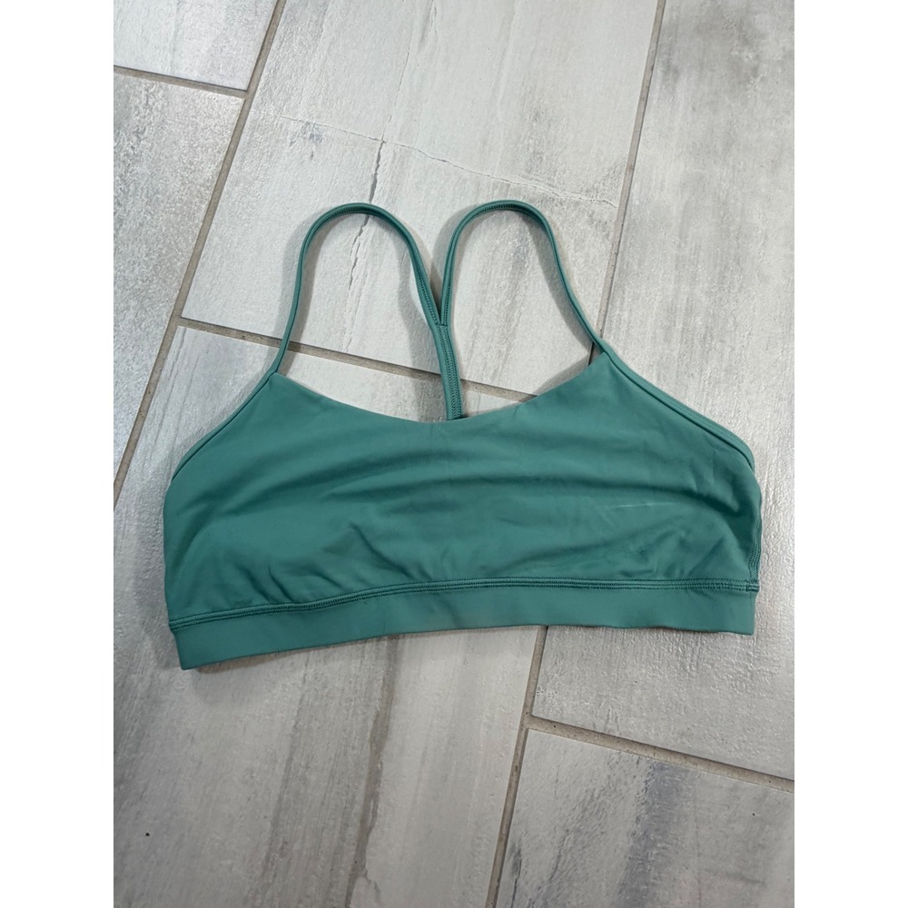 Lululemon Flow Y Bra Nulu Teal Green Yoga Sports Bra Size 12 LW2ASYS